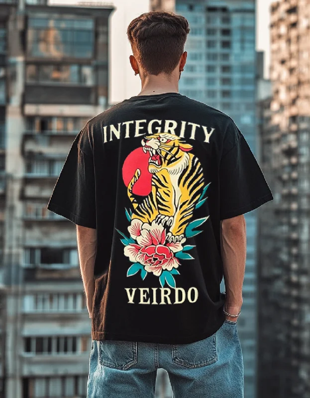 Final Markdown Integrity Black Oversized Back Graphic Printed Tshirt