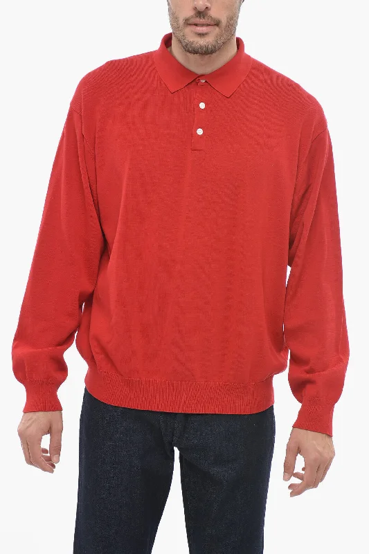 J.Press Long Sleeve Polo Shirt with Ribbed Hem