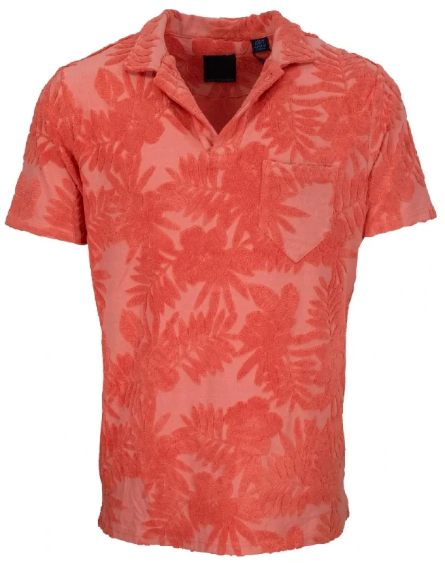 Johnny Farm Floral Towel Polo In Melon