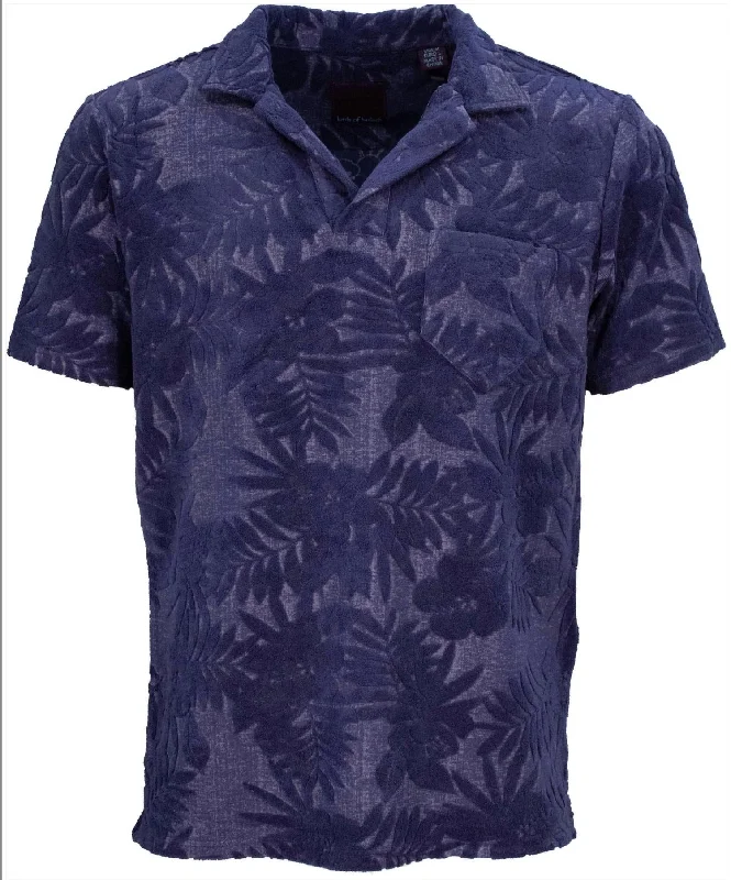 Johnny Farm Floral Towel Polo In Navy