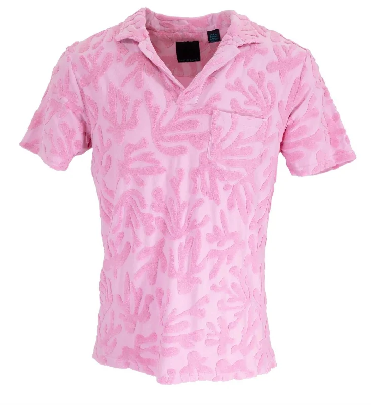 Johnny Farm Floral Towel Polo In Pink