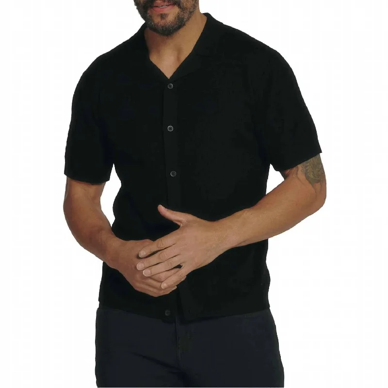 Jonas Button Down Sweater Polo In Black