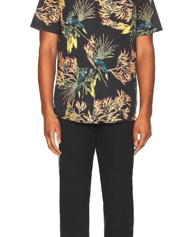 Journey Button Up Shirt In Tui Floral Black