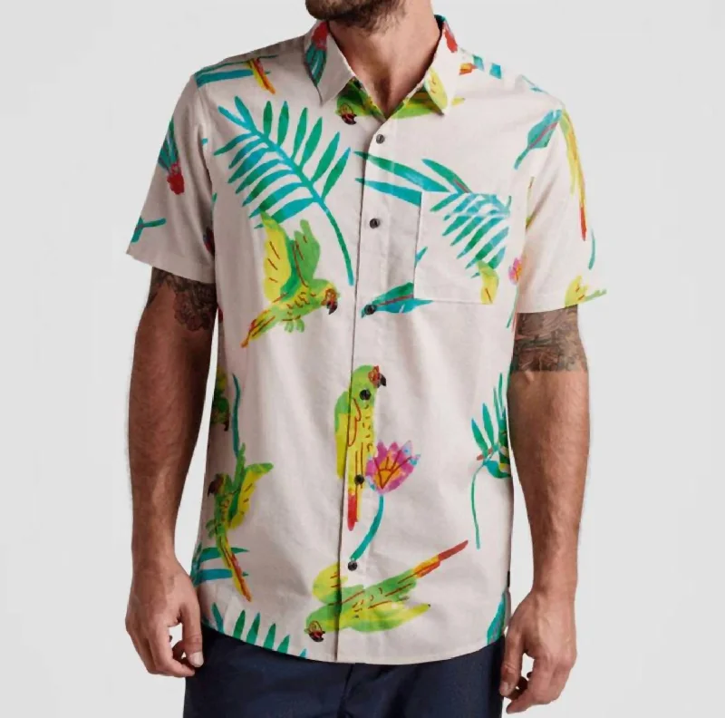 Journey Macaw Button Up Shirt In Light Pink