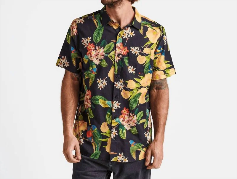 Journey Manu Floral Button Up Shirt In Black