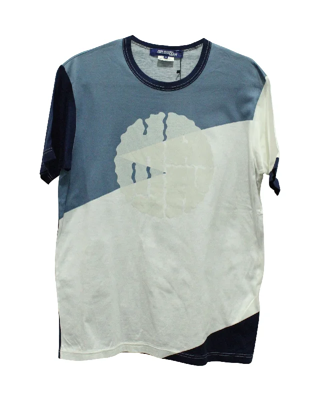 New Markdowns Junya Watanabe Man Graphic Printed Shirt in Blue Cotton