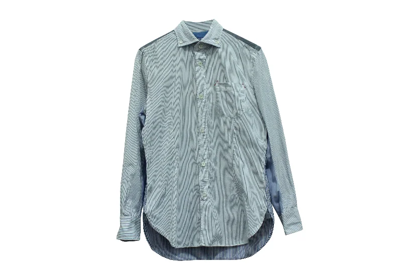 Low Prices Junya Watanabe x Comme Des Garcon Striped Button Down Shirt in Blue Cotton