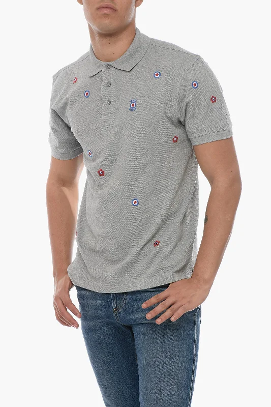 Kenzo Cotton Polo with Embroidered Floral Pattern