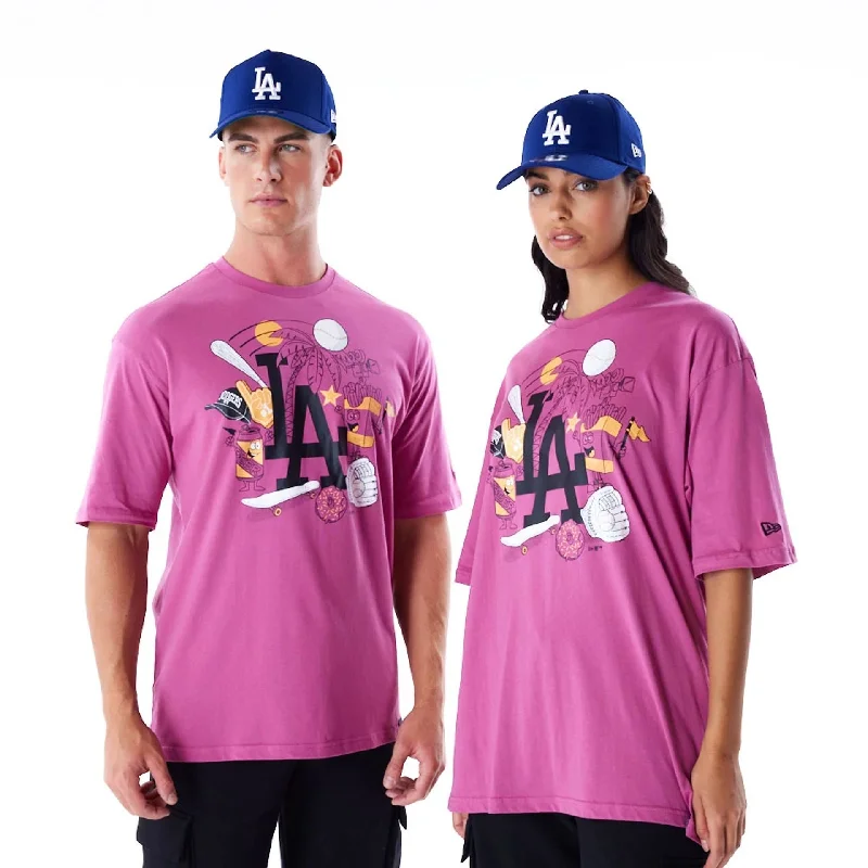 LA Dodgers MLB Food Graphic Purple Oversized T-Shirt