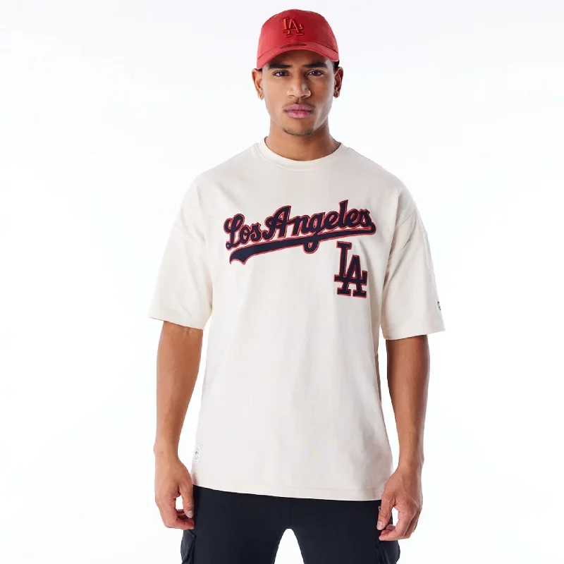 LA Dodgers MLB Rib Infill Light Beige Oversized T-Shirt