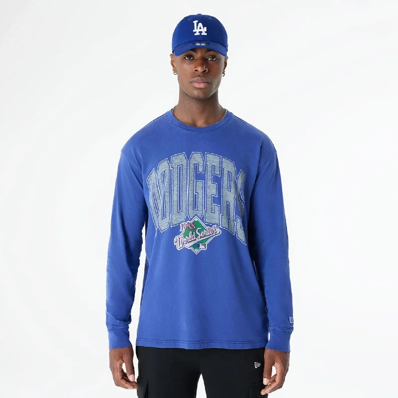 LA Dodgers Oversized Essential Dark Blue Oversized Long Sleeve T-Shirt