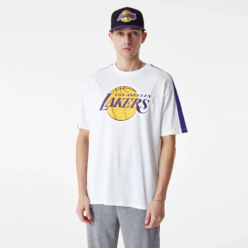 LA Lakers NBA Colour Block White Oversized T-Shirt