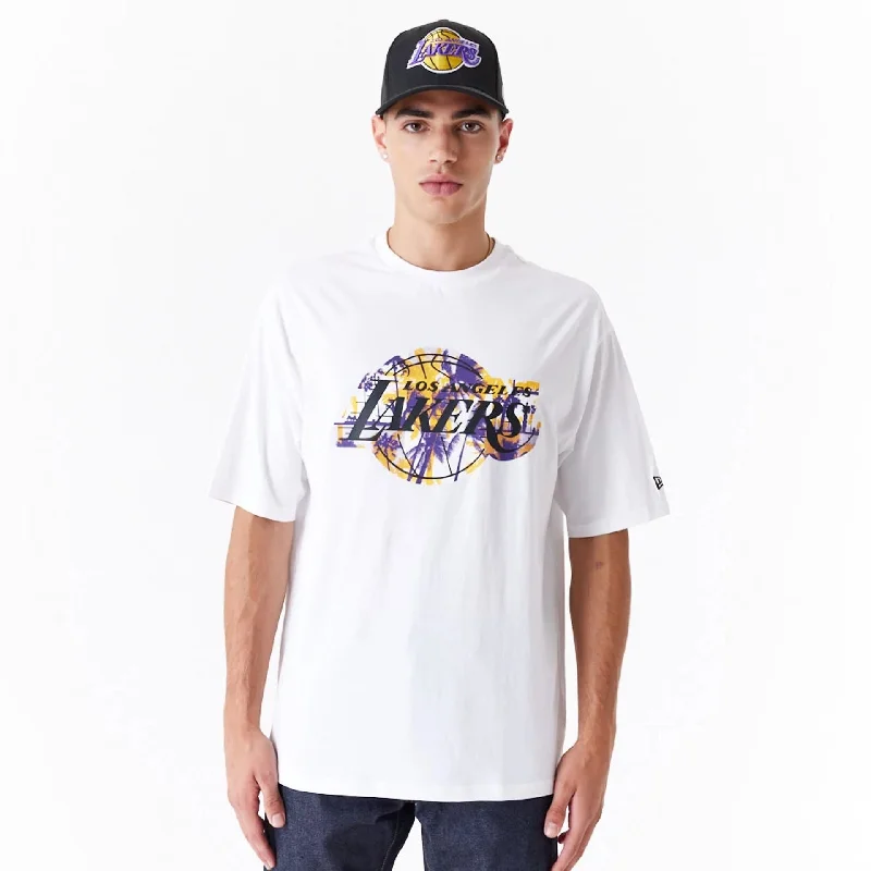 LA Lakers NBA Large Infill White Oversized T-Shirt