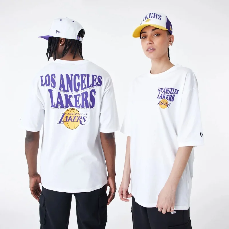 LA Lakers NBA Script White Oversized T-Shirt