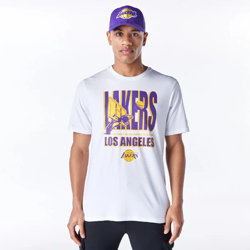 LA Lakers NBA Wordmark Graphic White T-Shirt