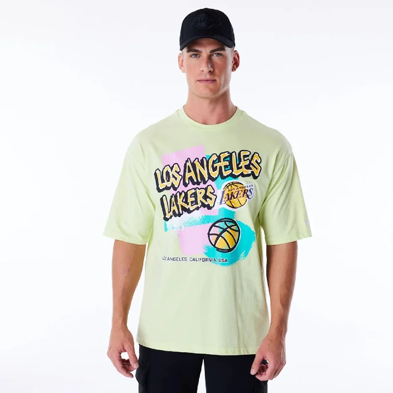 LA Lakers Retro Graphic Pastel Green Oversized T-Shirt