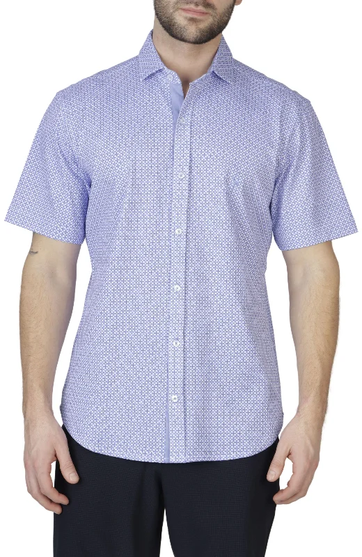 Light Purple Mini Geo Knit Short Sleeve Getaway Shirt