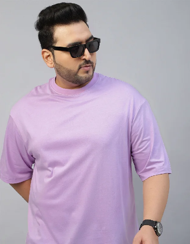 Celebrate the Weekend with Discounts Lilac Solid Oversized Plus Size T-shirt