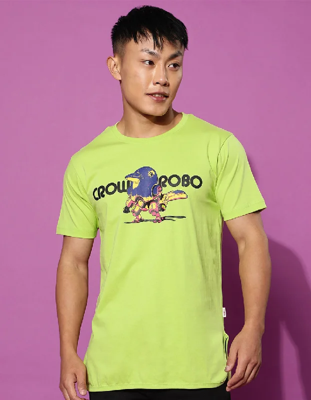 Weekend Deals to Make You Smile Crow Robo Green High Low Regular Chest Graphic Printed Tshirt Weekend Deals to Make You Smile Crow Robo Green High Low Regular Chest Graphic Printed Tshirt