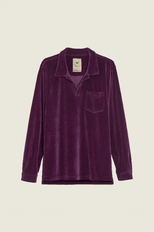 Long Sleeve Velour Shirt In Dandy Purple