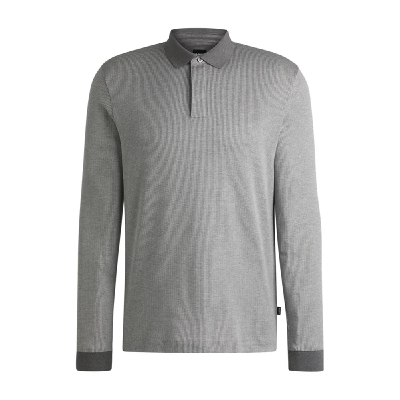 Long-sleeved polo shirt in cotton with concealed placket