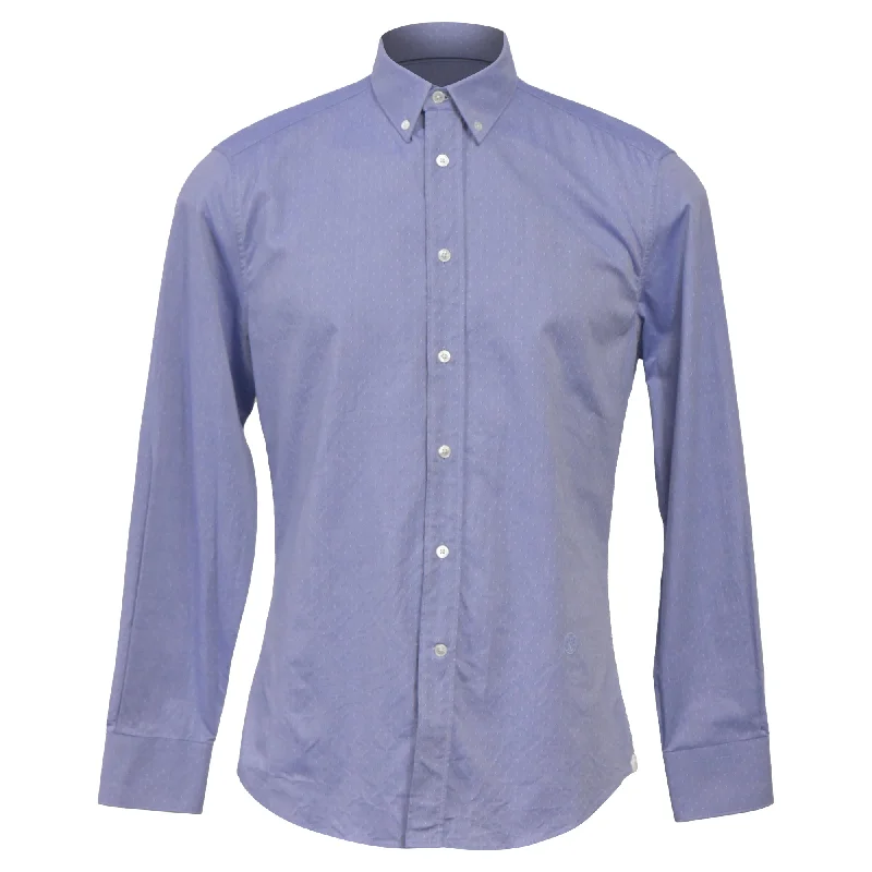 Markdowns Louis Vuitton Swiss Dot Regular Fit Long Sleeve Shirt in Light Blue Cotton