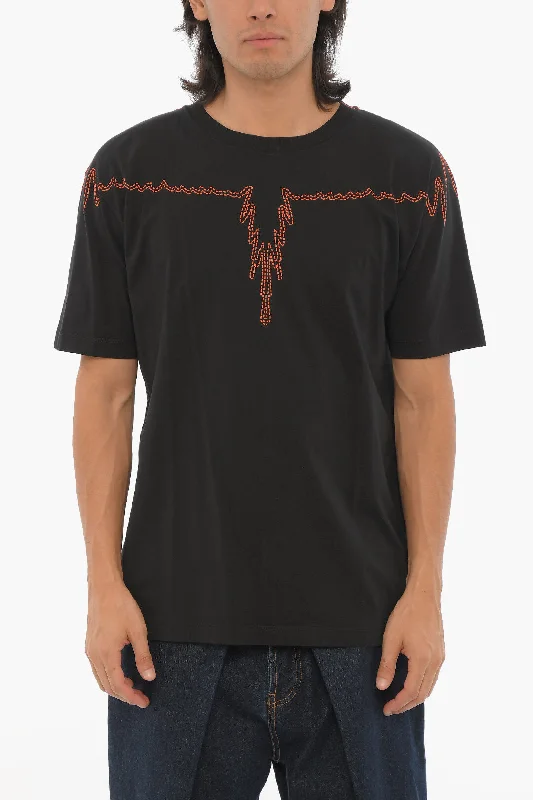 Marcelo Burlon Cotton Crew-neck T-shirt with Contrast Print