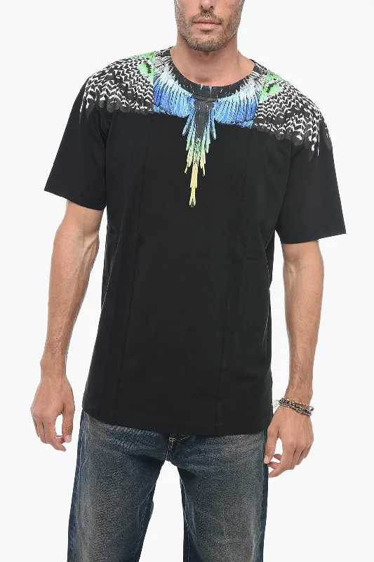 Marcelo Burlon Crew Neck PATCHWORK WINGS T-Shirt with Print