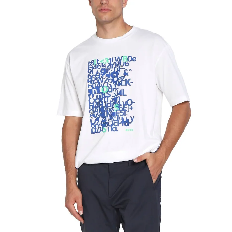 Men Blue Logo Crew Neck Tee 5 In White