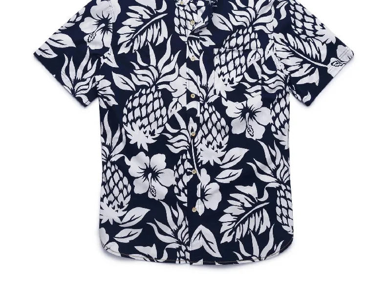 Men Joey Floral Pineapple Shirt In Navy