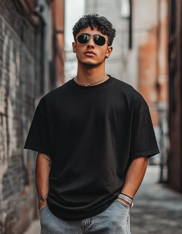 Epic Value Black Plain Oversized T-shirt
