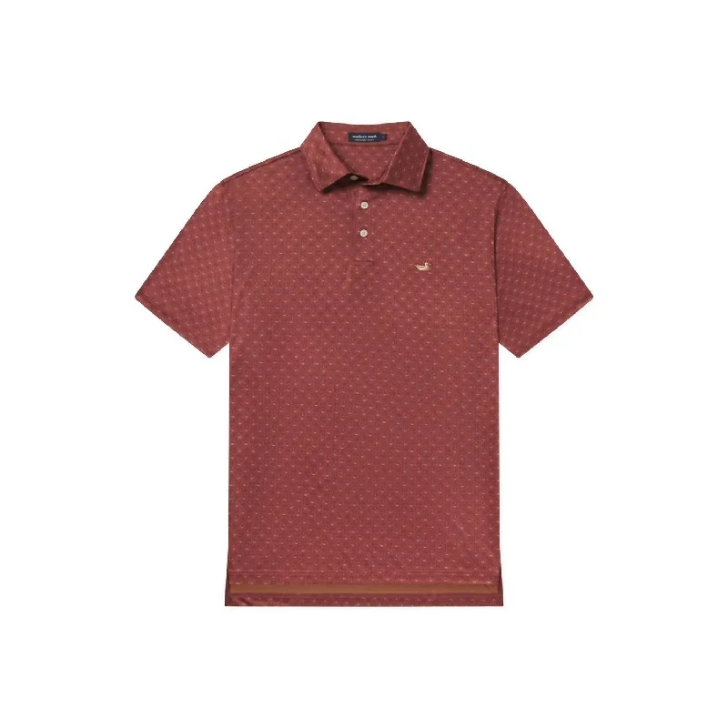 Men's Flyline Performance Marsh Morning Polo In Burnt Red/tan