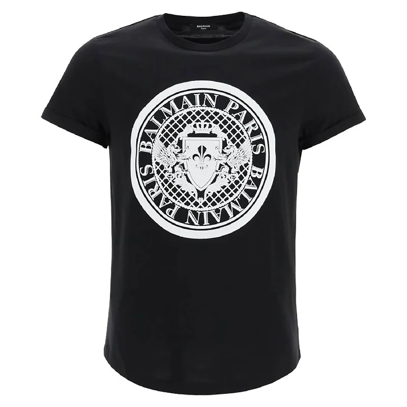 Men's Logo T-Shirt With Flock Medallion Logo Vh1Ef010B030 In Black