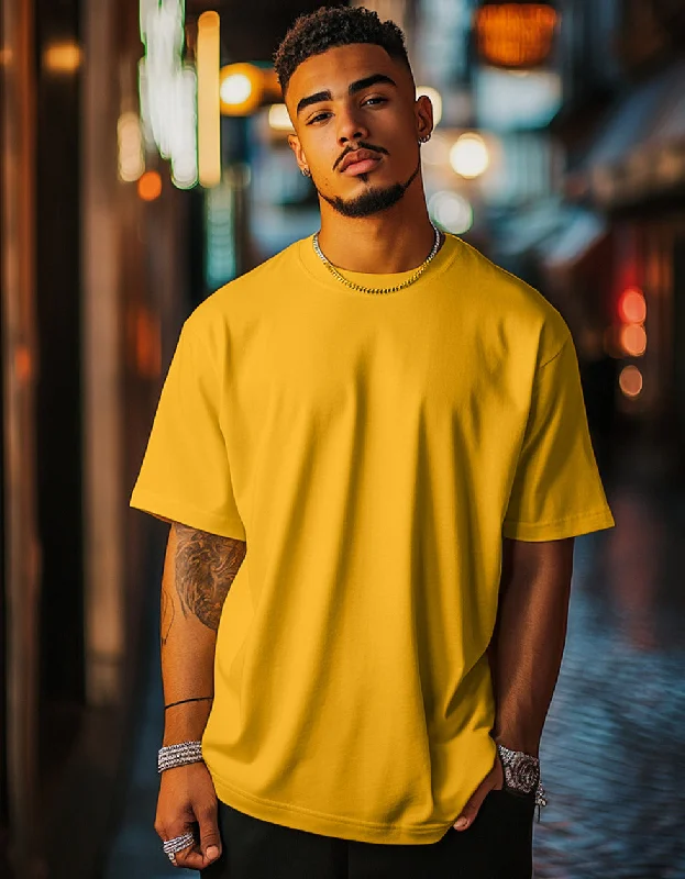 Shop Now Mustard Plain Oversized T-shirt