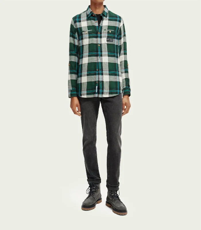 Men's Regular-Fit Checked Cotton Shirt In Multi