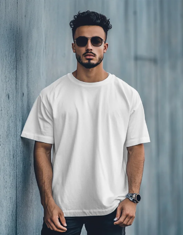 Don't Miss Out White Plain Oversized T-shirt