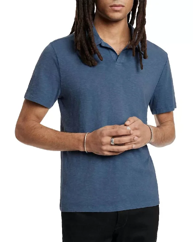 Men's Zion Open Placket Short Sleeve Polo Shirt In Dutch Blue