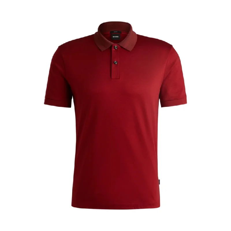 Mercerized-cotton slim-fit polo shirt with collar stripes