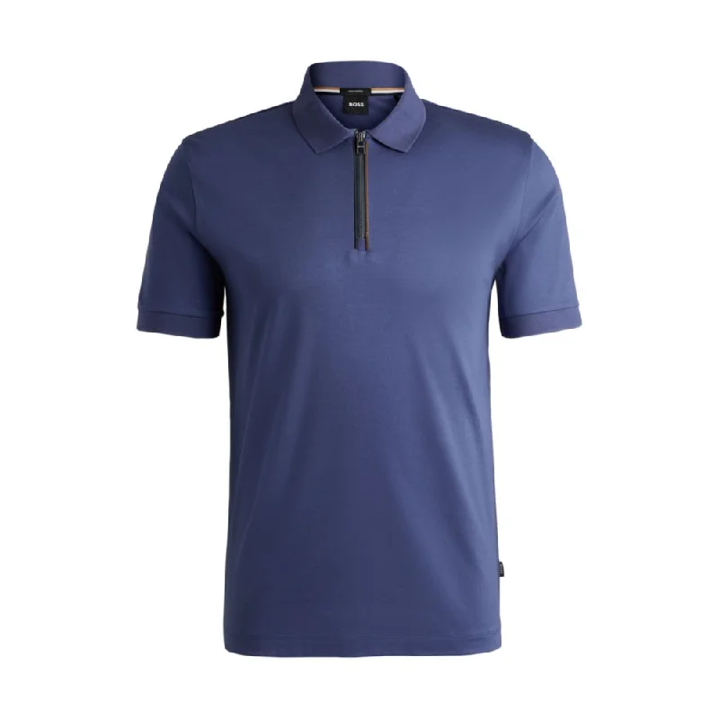 Mercerized-cotton slim-fit polo shirt with zip placket