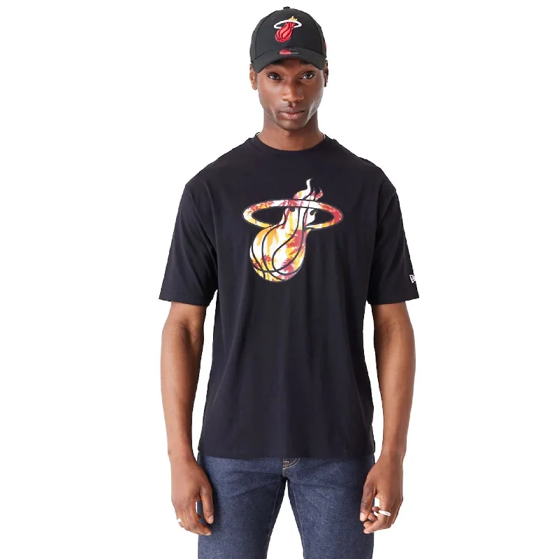 Miami Heat NBA Large Infill Black Oversized T-Shirt