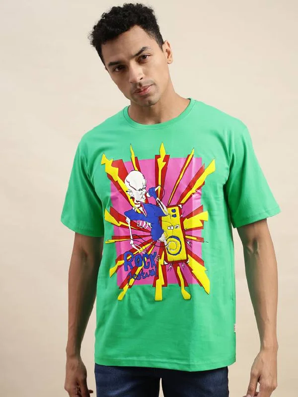 Customer Appreciation Sale Mint Green Punk Oversized Chest Graphic Printed Tshirt