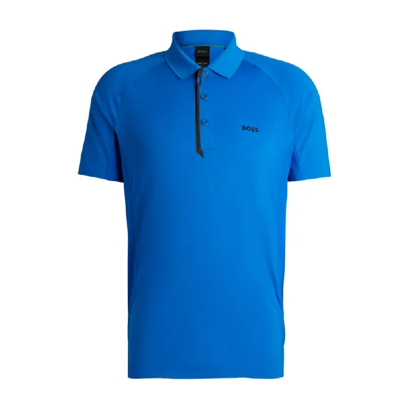 Mixed-material polo shirt with decorative reflective logo