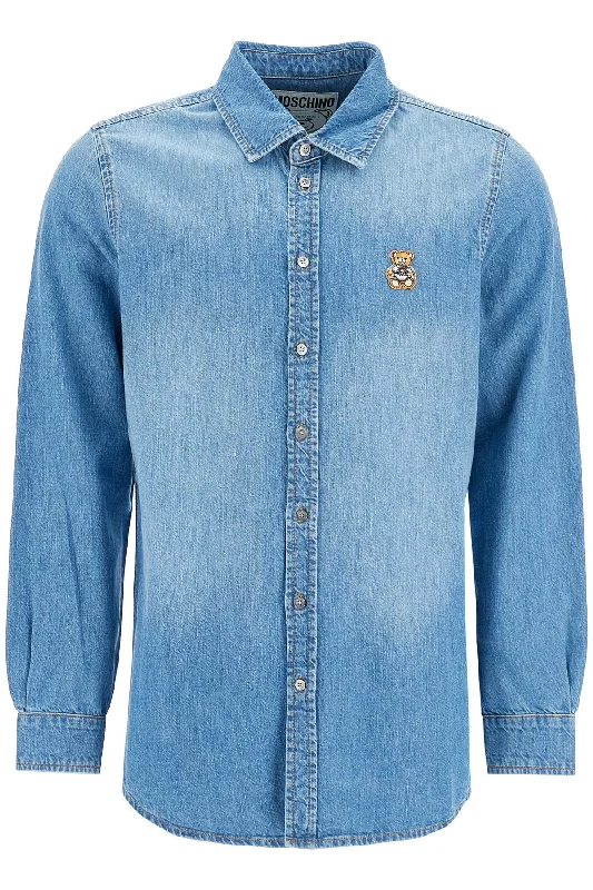 Moschino Men's blue Shirt With Patch Details