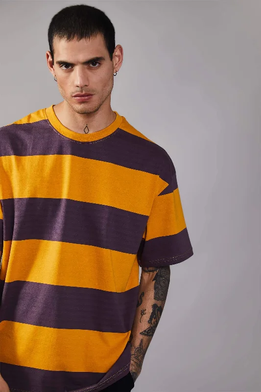 Extra Savings Musty Plum Striped Heavyweight Oversized T-Shirt
