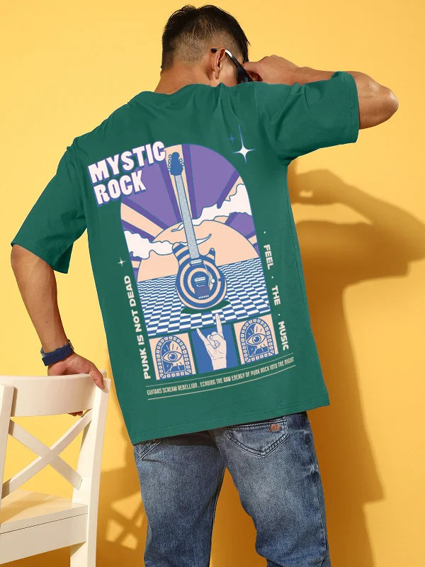 Weekend Bargains to Grab MYSTIC ROCK Green Oversized Back Graphic Printed Tshirt