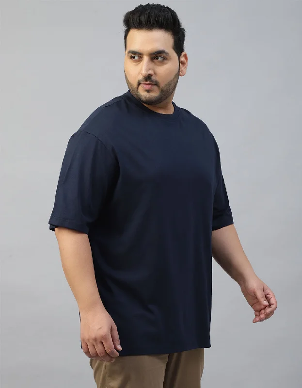 Weekend-Only Price Drops Navy Solid Plus Size Oversized T-shirt