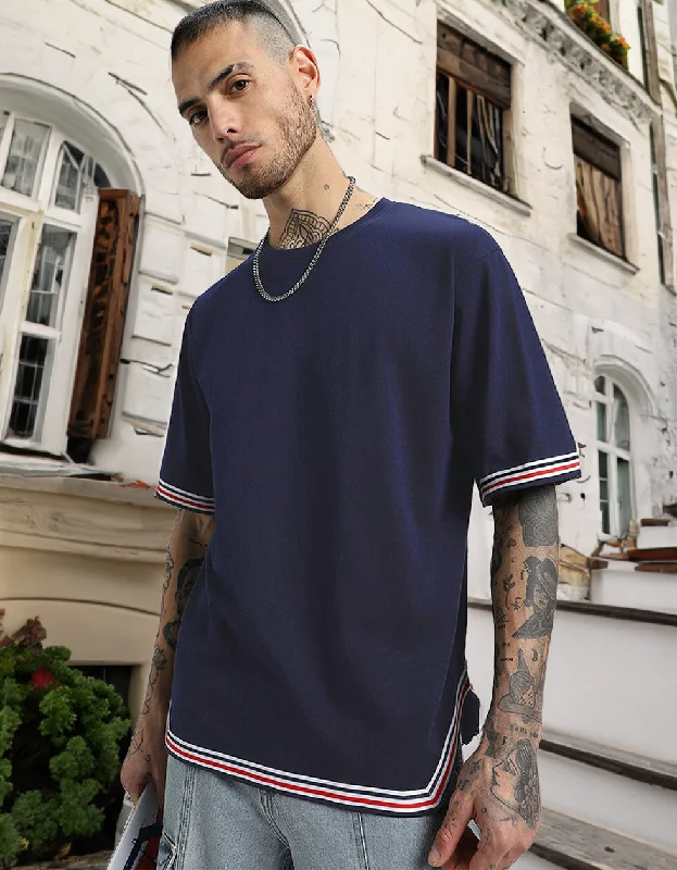 Price Buster Navy Tape Oversized T-shirt