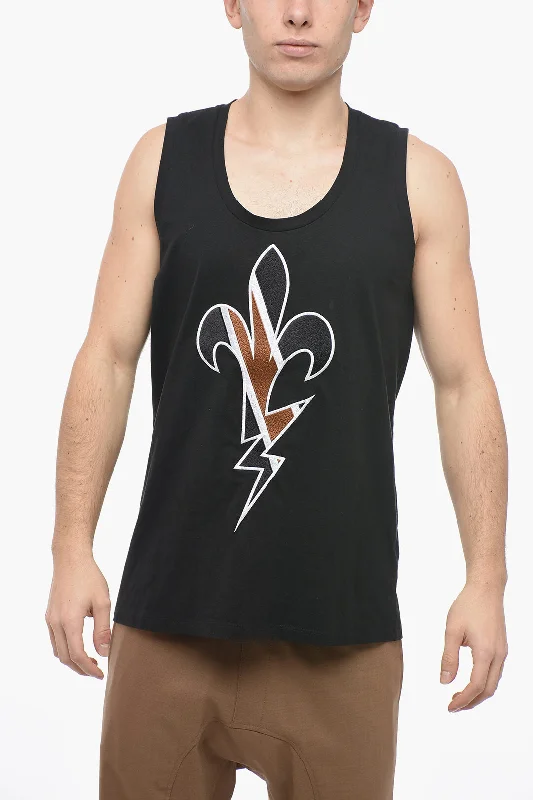 Neil Barrett Embroidered FLEUR-DE-THUNDER Tank Top