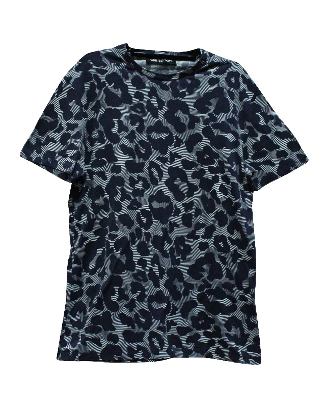 Weekend Deal Neil Barrett Leopard Print T-Shirt in Grey Cotton