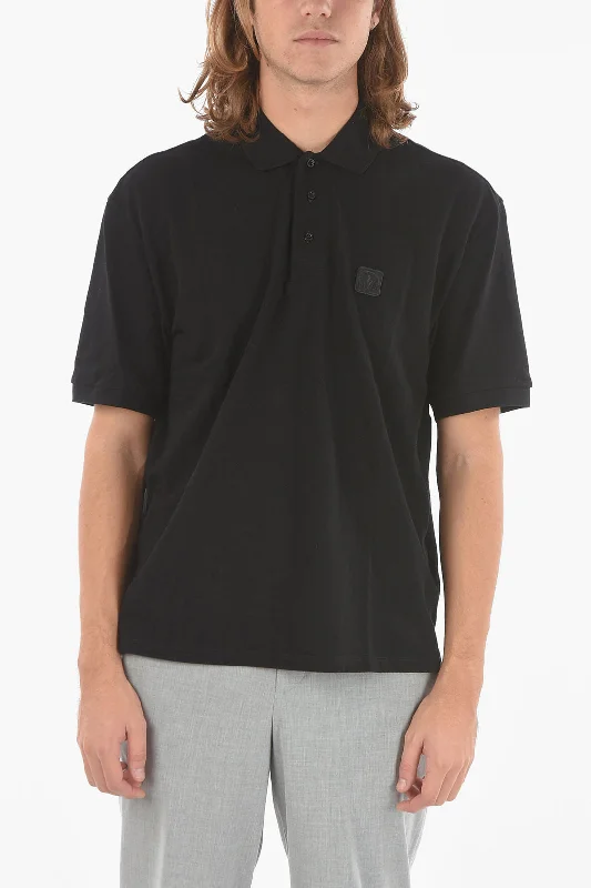 Neil Barrett Loose Fit MUSIC BOLT Polo with Embroidered Logo